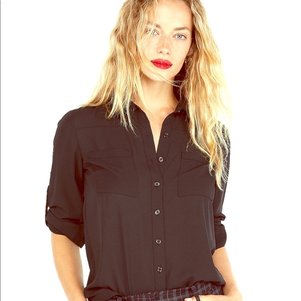 Express slim fit porfino black shirt